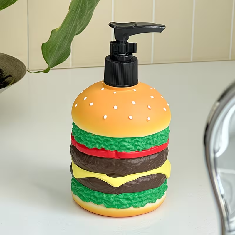 Soap Making Jug - Niedliche, hamburgerförmige Seifenflüssigkeitsflasche mit Druckverschluss –