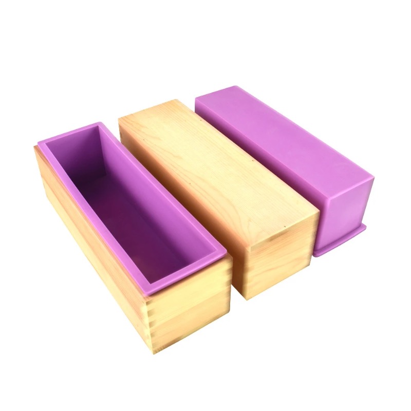Soap Making Books - Flexible Silikon-Seifenform Rechteckiges Riegeldesign mit Holzbox