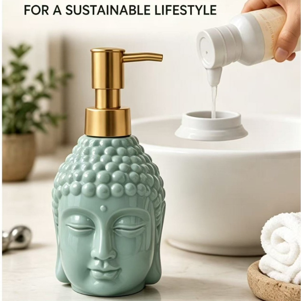 Soap Making Jug - Keramik-Seifenspender in Zen-Meditations-Kopfform, Nachfüllbarer Flüssigkeitsbehälter, Spa-Heimdekoration,