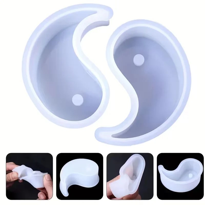 Soap Making Books - 2er-Set Yin-Yang-Tai-Chi-Rund-Silikonform für Kerzen, Harz, Seife,