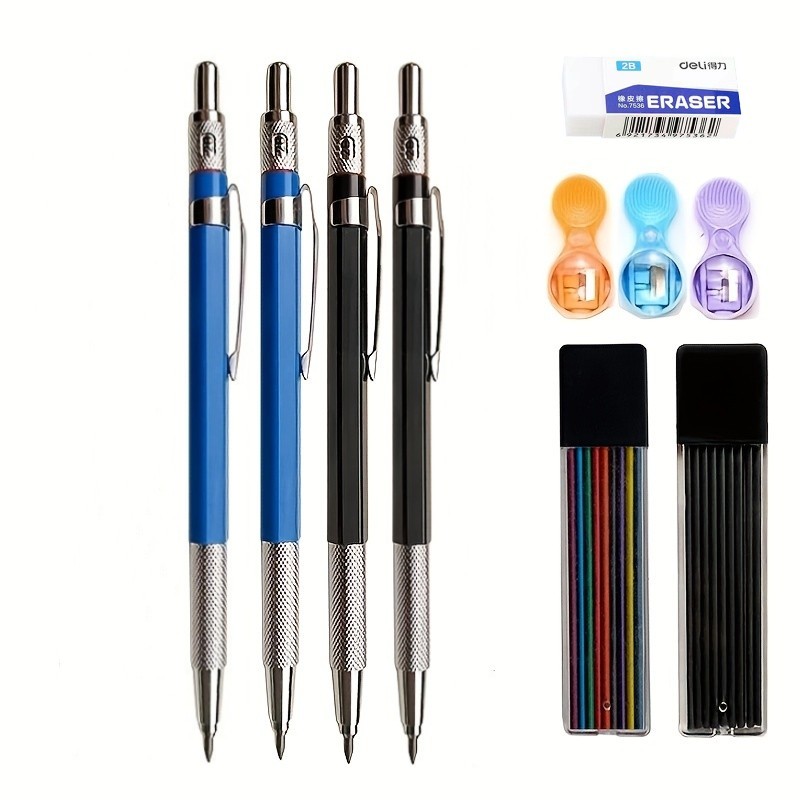 Staedtler Pencil Lumocolor - 2,0 mm Druckbleistift-Set, Schwarz/Farbe, Mine-Nachfüllung, 2B,