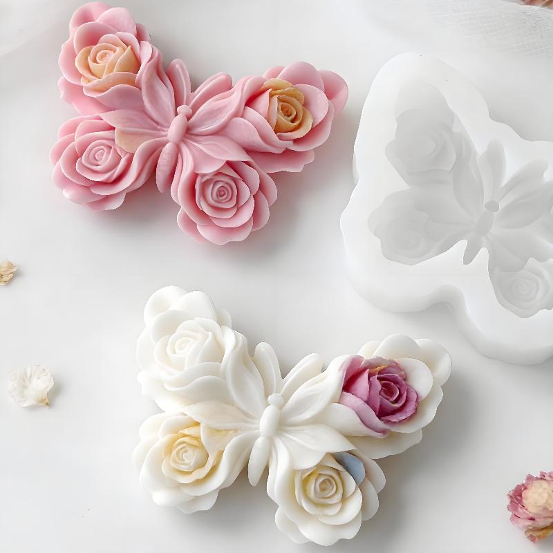 Soap Making Vendors - DIY Rosen-Schmetterling Silikonform Handgemachte Aroma-Kerzen Gips