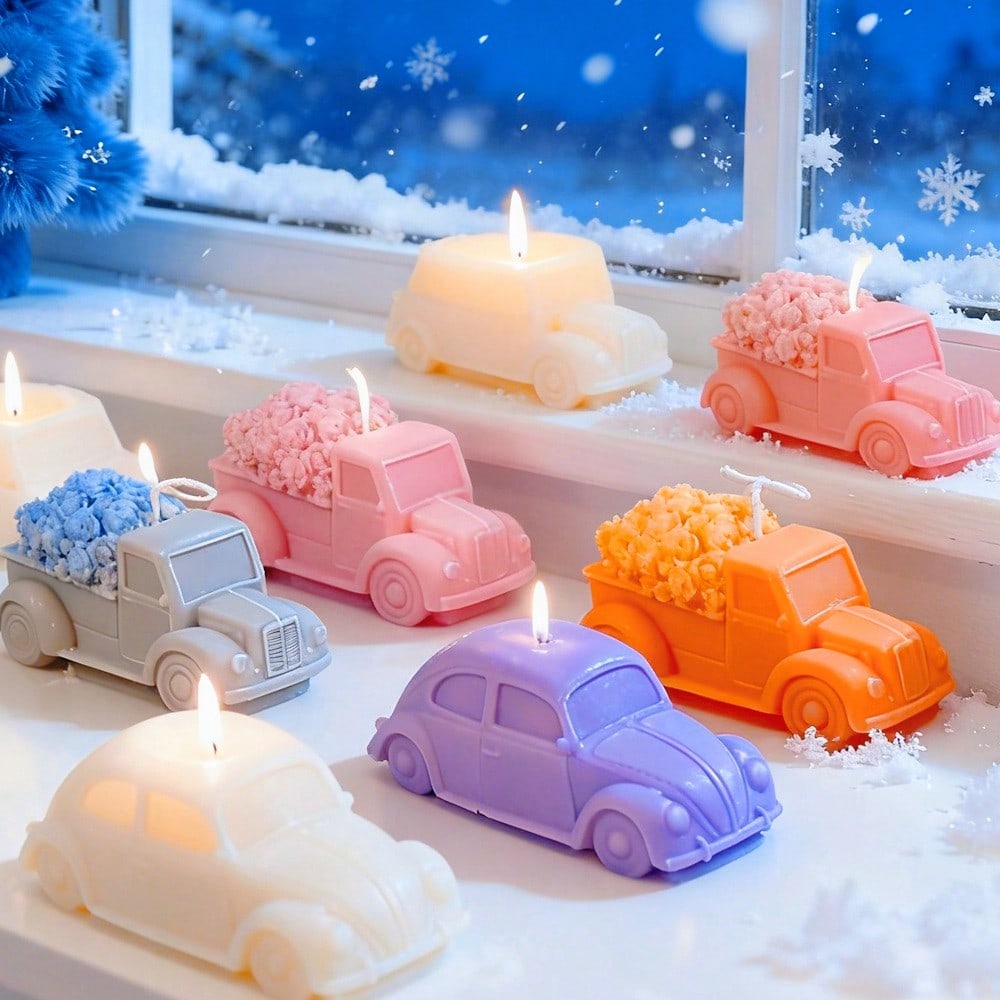 Soap Making Business - Multifunktionale Auto-Silikonform für Kerzen, Rosen-Pickup-Auto-Form für
