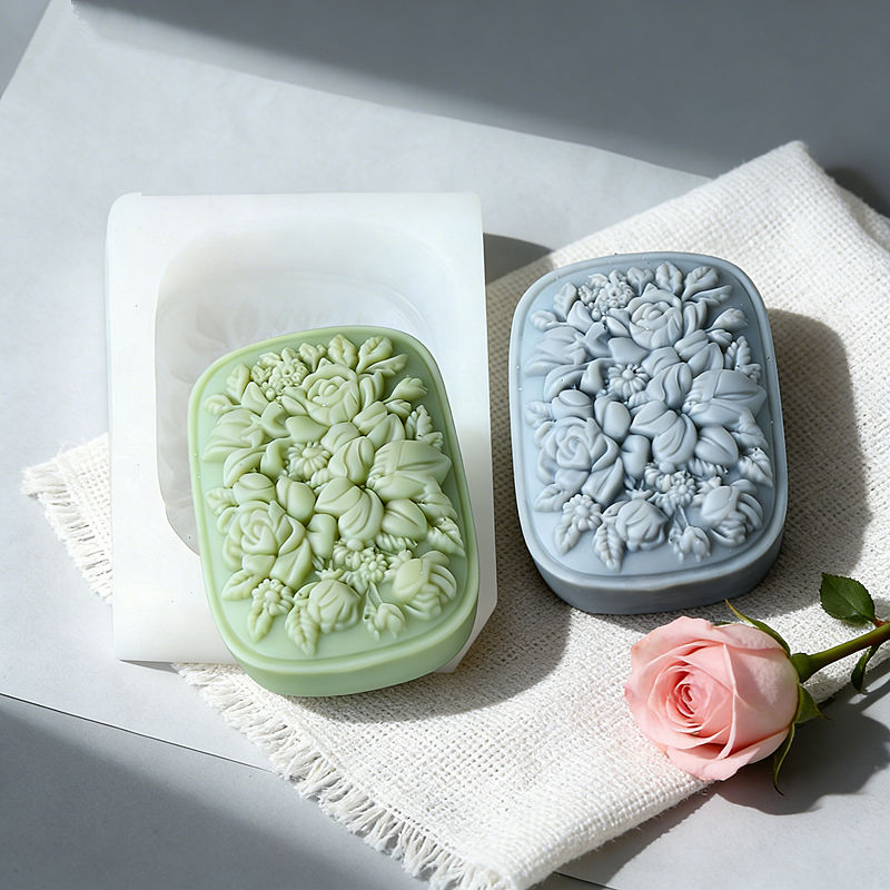 Quadratische Blumen-Silikonfor – Soap Making Gifts Bewertung und Preis